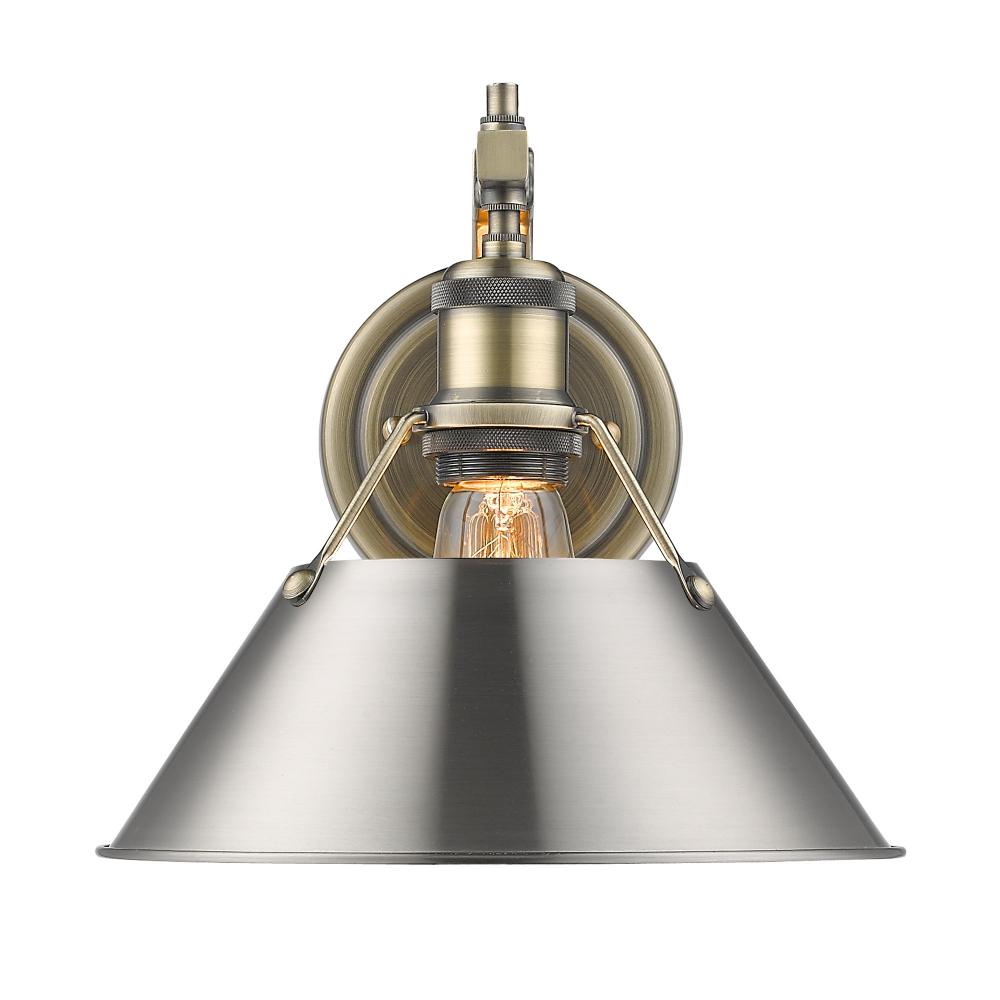 Orwell AB 1 Light Wall Sconce in Aged Brass with Pewter shade