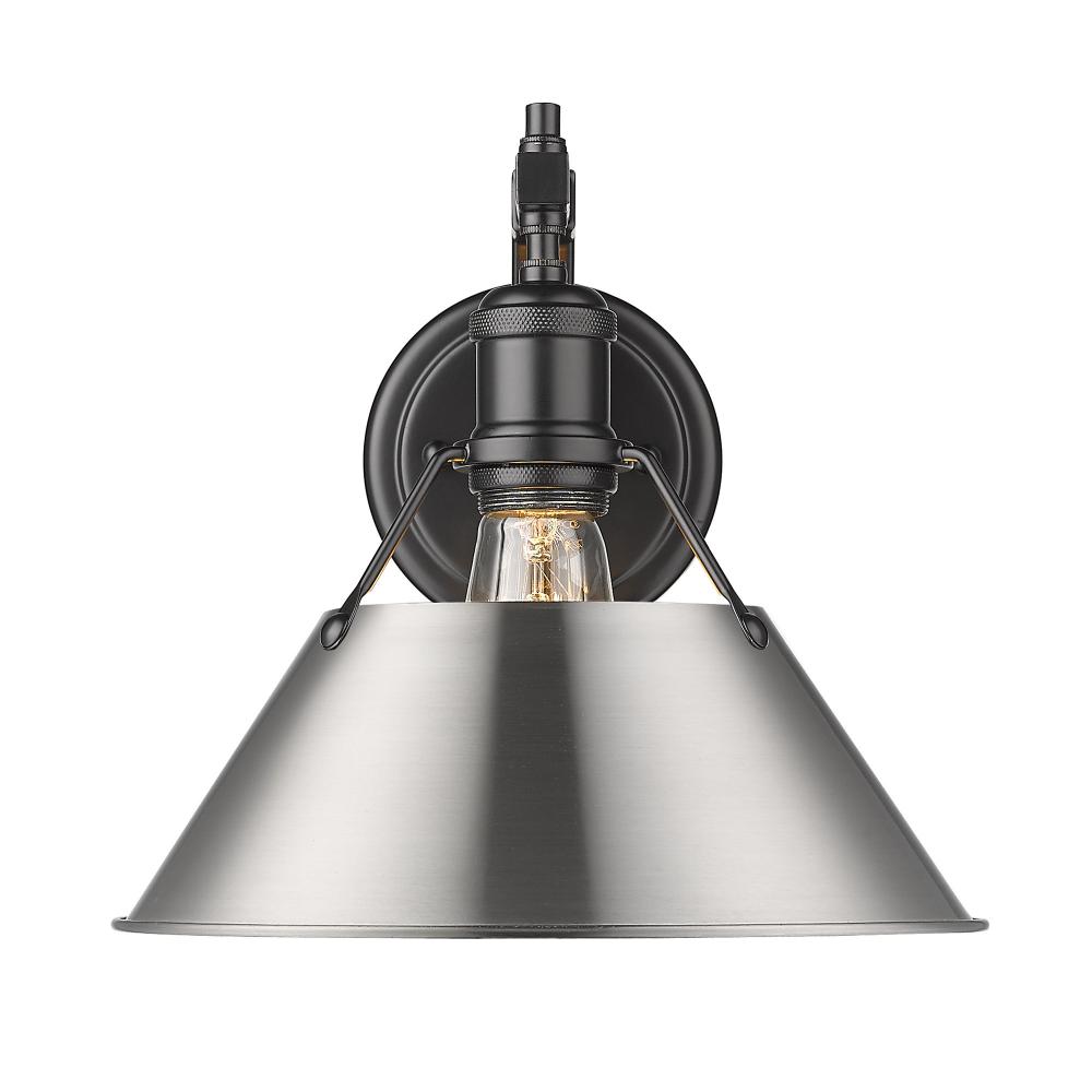 Orwell BLK 1 Light Wall Sconce in Matte Black with Pewter shade