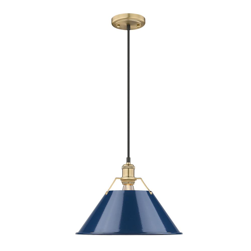 Orwell BCB Large Pendant - 14" in Brushed Champagne Bronze with Matte Navy shade