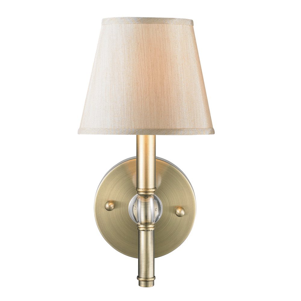 Waverly 1 Light Wall Sconce in Aged Brass with Silken Parchment Shade