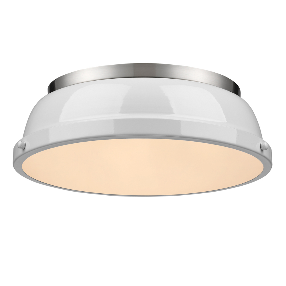 Duncan 14" Flush Mount in Pewter with a White Shade