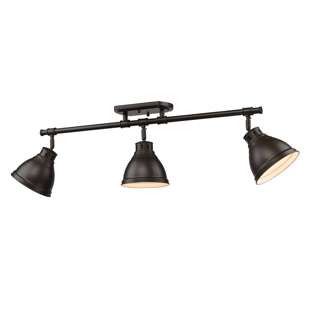 Duncan 3 Light Semi-Flush - Track Light in Rubbed Bronze with Rubbed Bronze Shades