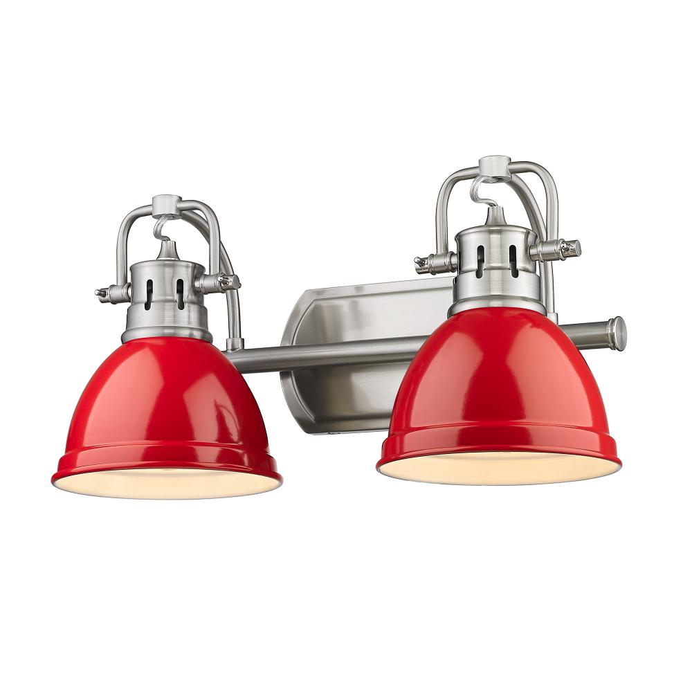 Duncan 2 Light Bath Vanity in Pewter with Red Shades