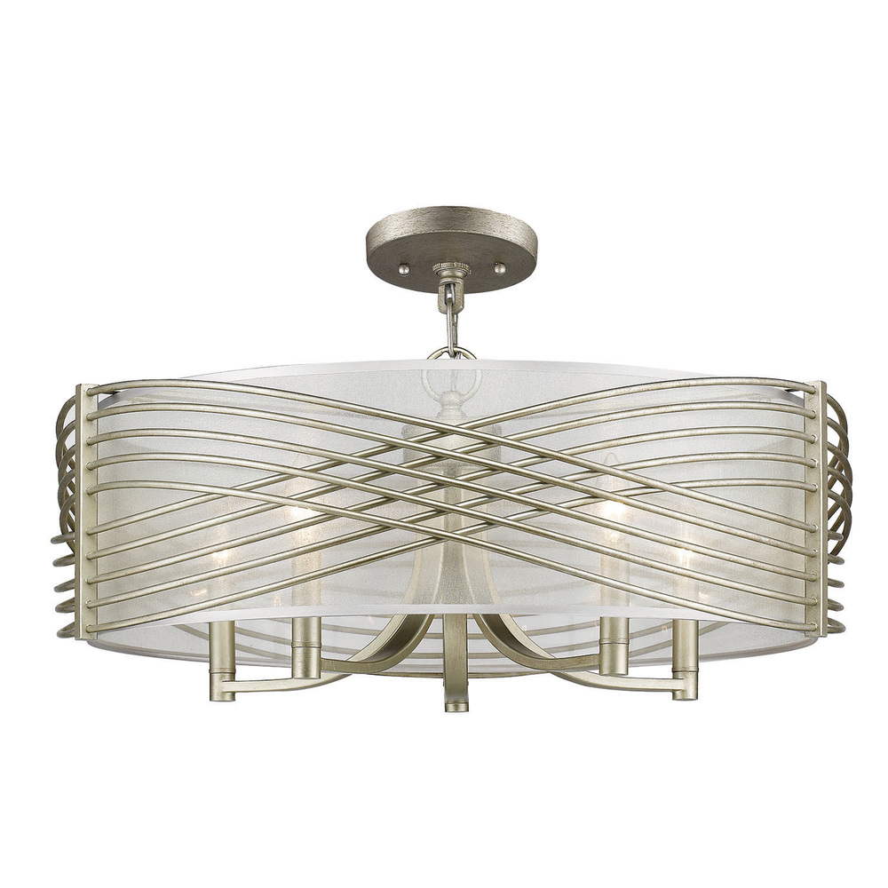 Zara 5-Light Semi-Flush in White Gold