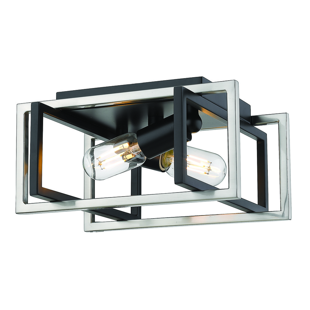 Tribeca Flush Mount in Matte Black with Pewter Accents