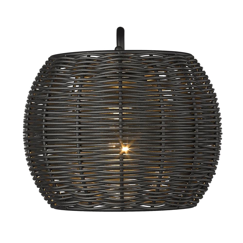 Vail 1 Light Wall Sconce - Outdoor in Natural Black with Black Rattan Wicker Shade