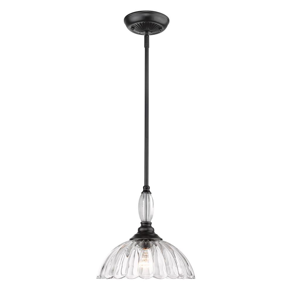 Audra 1 Light Pendant in Matte Black with Clear Glass Shade