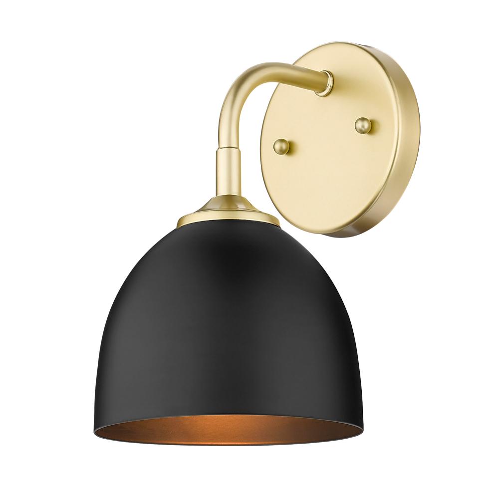 Zoey 1-Light Wall Sconce in Olympic Gold with Matte Black Shade