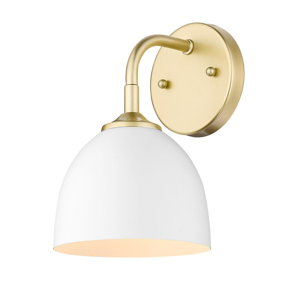 Zoey 1-Light Wall Sconce in Olympic Gold with Matte White Shade