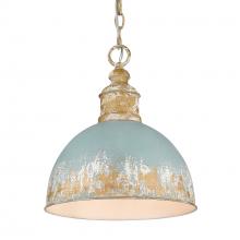 Golden 0809-M VG-TEAL - Alison Medium Pendant in Vintage Gold with Teal Shade