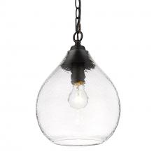 Golden 1094-S BLK-HCG - Ariella Small Pendant in Matte Black with Hammered Clear Glass