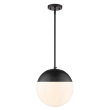 Golden 3218-L BLK-BLK - Dixon Pendant in Matte Black with Opal Glass and Matte Black Cap