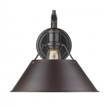Golden 3306-1W BLK-RBZ - Orwell BLK 1 Light Wall Sconce in Matte Black with Rubbed Bronze shade