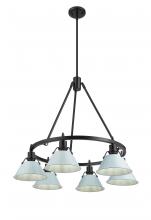 Golden 3306-6 BLK-DB - Orwell BLK 6 Light Chandelier in Matte Black with Dusky Blue shades