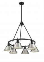 Golden 3306-6 BLK-PW - Orwell BLK 6 Light Chandelier in Matte Black with Pewter shades