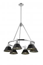 Golden 3306-6 CH-BLK - Orwell CH 6 Light Chandelier in Chrome with Matte Black shades