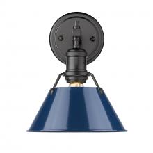 Golden 3306-BA1 BLK-NVY - Orwell BLK 1 Light Bath Vanity in Matte Black with Matte Navy shade