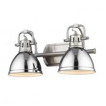 Golden 3602-BA2 PW-CH - Duncan 2 Light Bath Vanity in Pewter with Chrome Shades