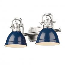 Golden 3602-BA2 PW-NVY - Duncan PW 2 Light Bath Vanity in Pewter with Navy Blue Shade