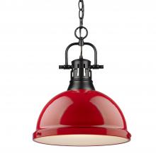 Golden 3602-L BLK-RD - 1 Light Pendant with Chain