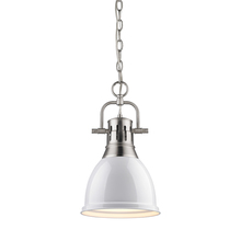 Golden 3602-S PW-WH - Duncan Small Pendant with Chain in Pewter with a White Shade