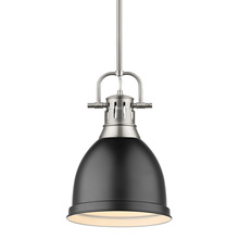 Golden 3604-S PW-BLK - Duncan Small Pendant with Rod in Pewter with a Matte Black Shade