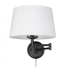 Golden 3692-A1W BLK-MWS - Eleanor Articulating Wall Sconce in Matte Black with Modern White Shade