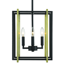 Golden 6070-4 BLK-AB - Tribeca 4-Light Chandelier in Matte Black with Aged Brass Accents