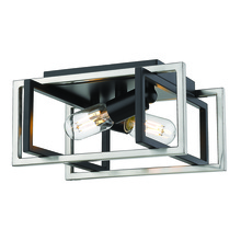 Golden 6070-FM BLK-PW - Tribeca Flush Mount in Matte Black with Pewter Accents