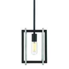 Golden 6070-M1L BLK-PW - Tribeca Mini Pendant in Matte Black with Pewter Accents