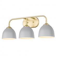 Golden 6956-BA3 OG-MGY - Zoey 3-Light Bath Vanity in Olympic Gold with Matte Gray Shade