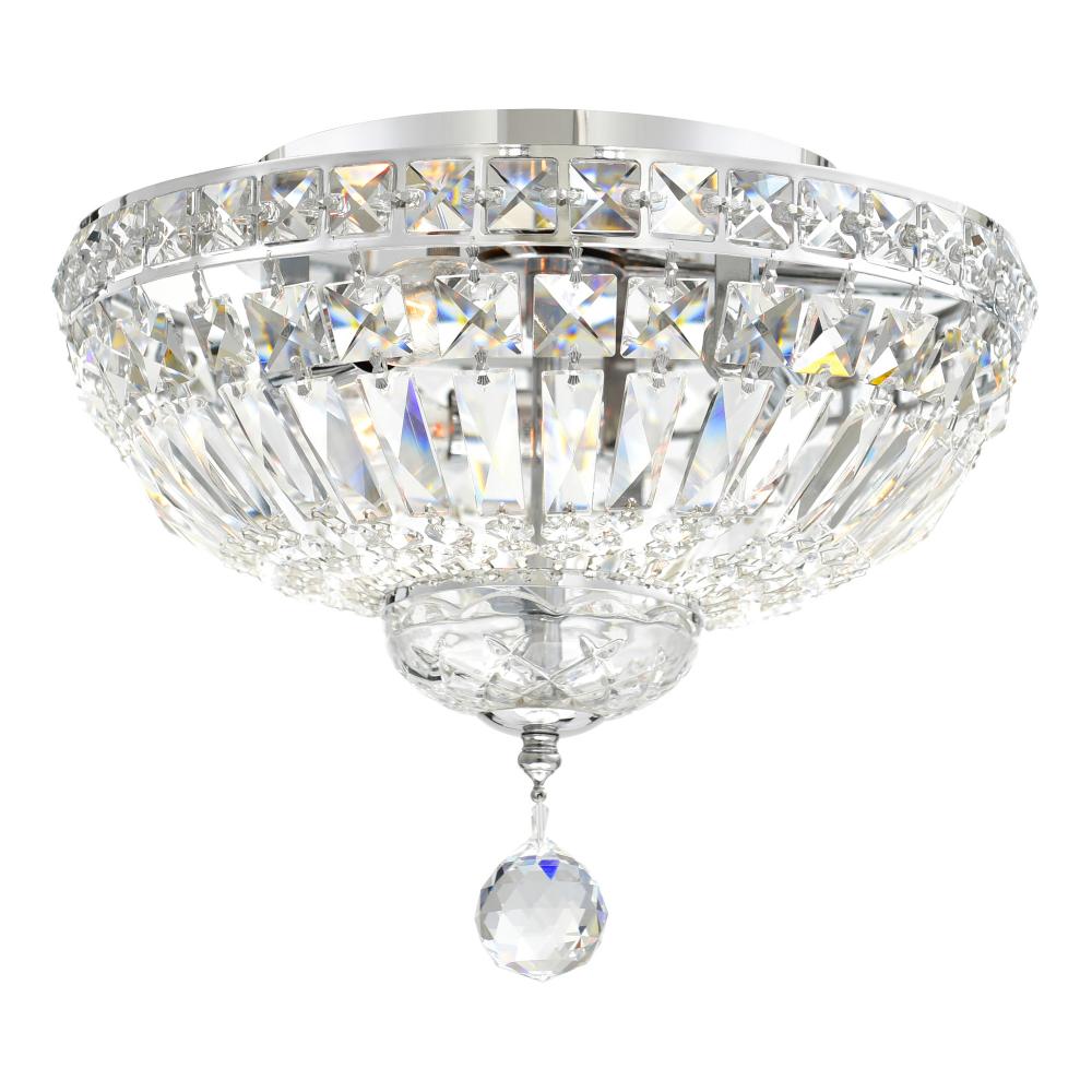 Stefania 3 Light Bowl Flush Mount With Chrome Finish