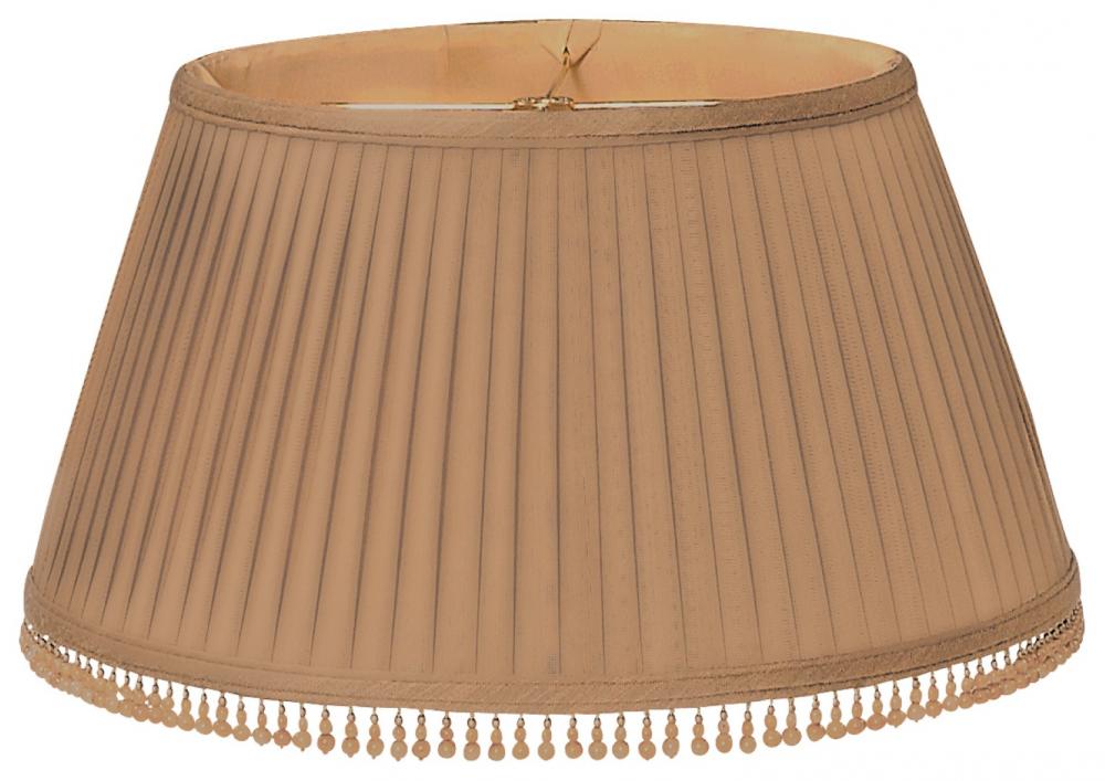 Brown Pleated and Beaded Round Designer Lampshade