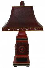 Royal Designs, Inc. LC-7002 - Oriental Red Pagoda Hand Painted Polyresin Mini Lamp.