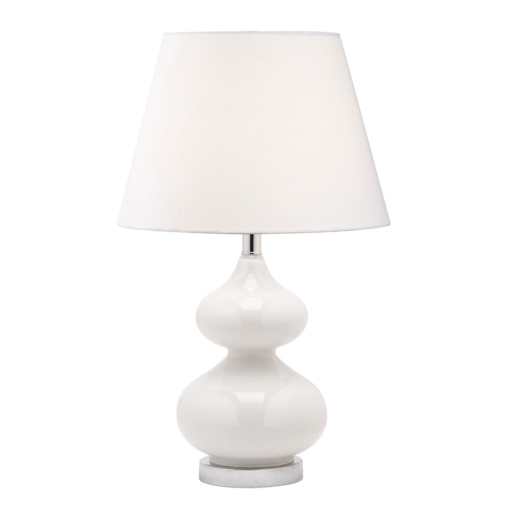 1LT Incandescent Table Lamp, WH GL w/ White Shade