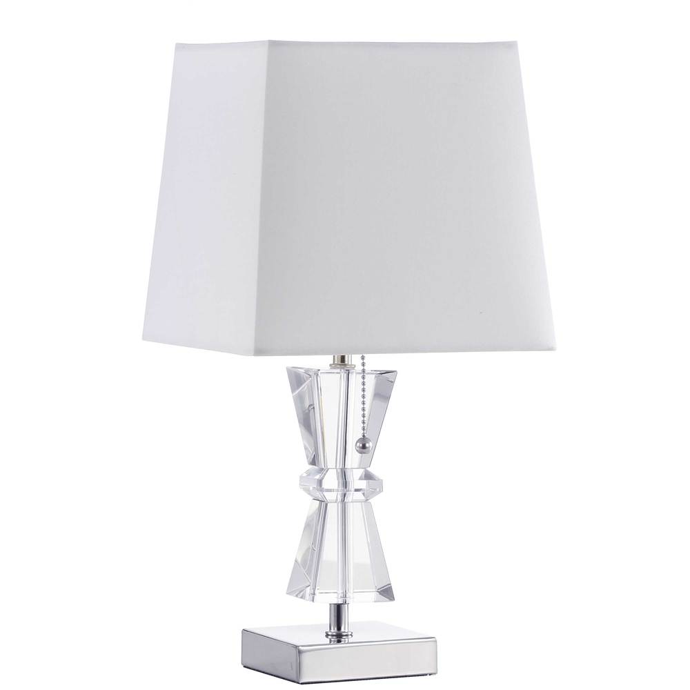 1 Light Incandescent Crystal Table Lamp Polished Chrome Finish Rolled Edge Top and Bottom Virgin