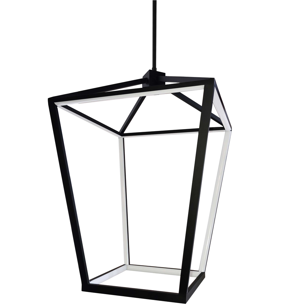 64W Chandelier, Matte Black with White Diffuser