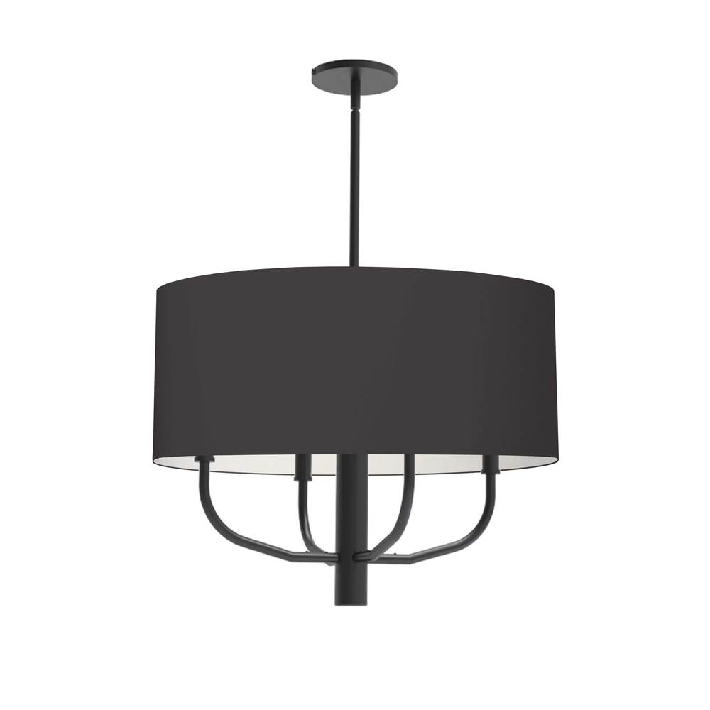 4LT Incandescent Pendant, MB w/ BLK Fabric Shade