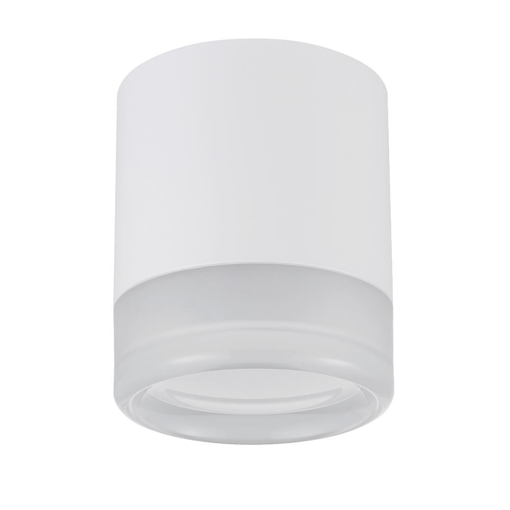 15W Matte White Flush Mount w/ Clear & Frosted Acrylic Diffuser
