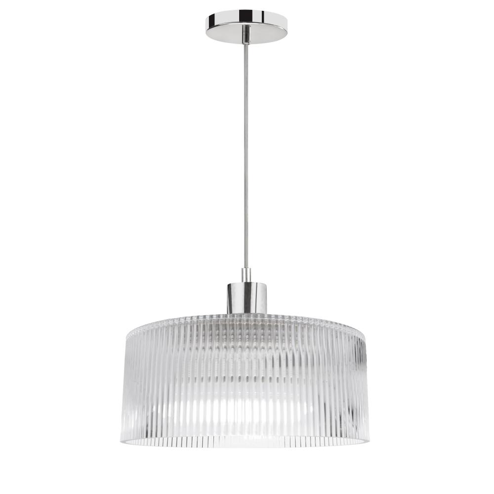 1 Light Pendant in Polished Chrome w/ Fluted Glass