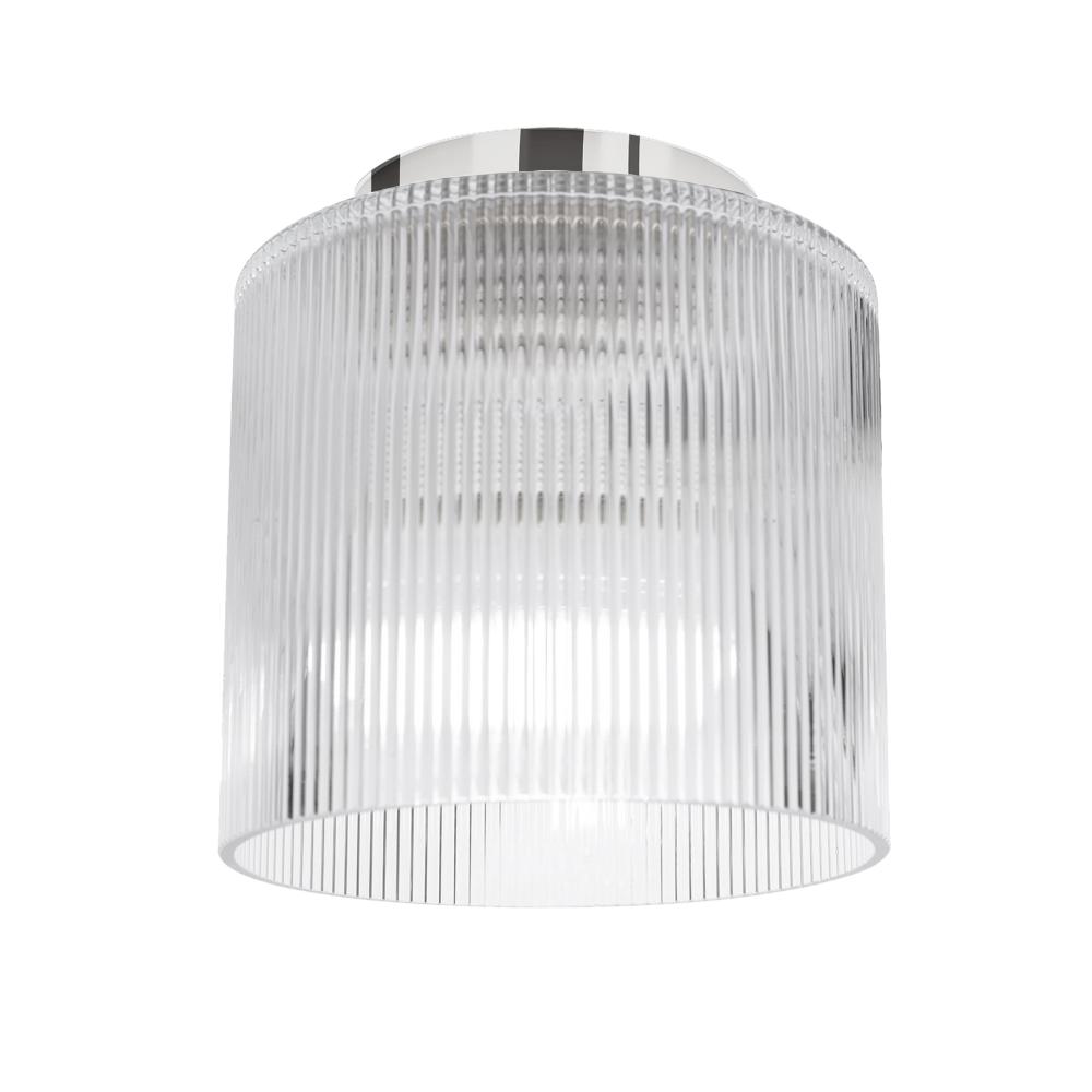1 Light Flush Mount in Polished Chrome w/ Fluted Glass
