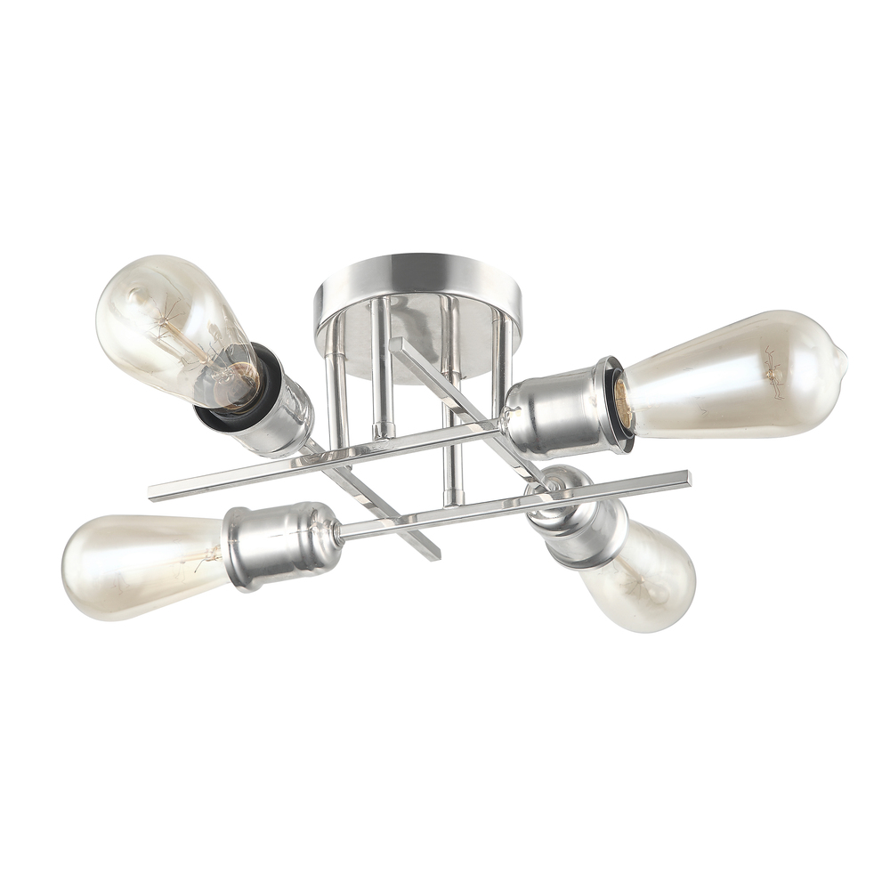 4LT Semi-Flush Mount, Burnished Chrome Finish