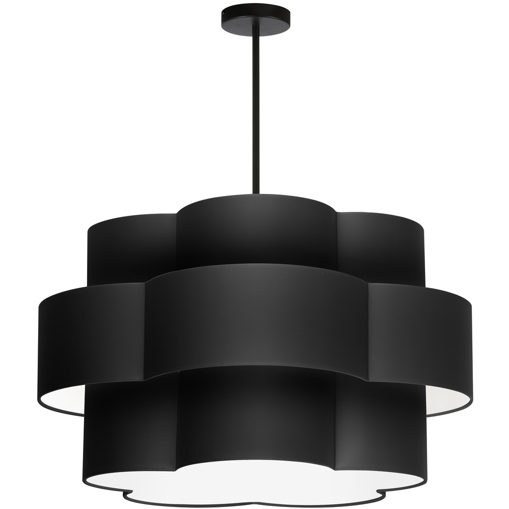 4LT Incan 3-Tier Chandelier, MB w/ Black Shade