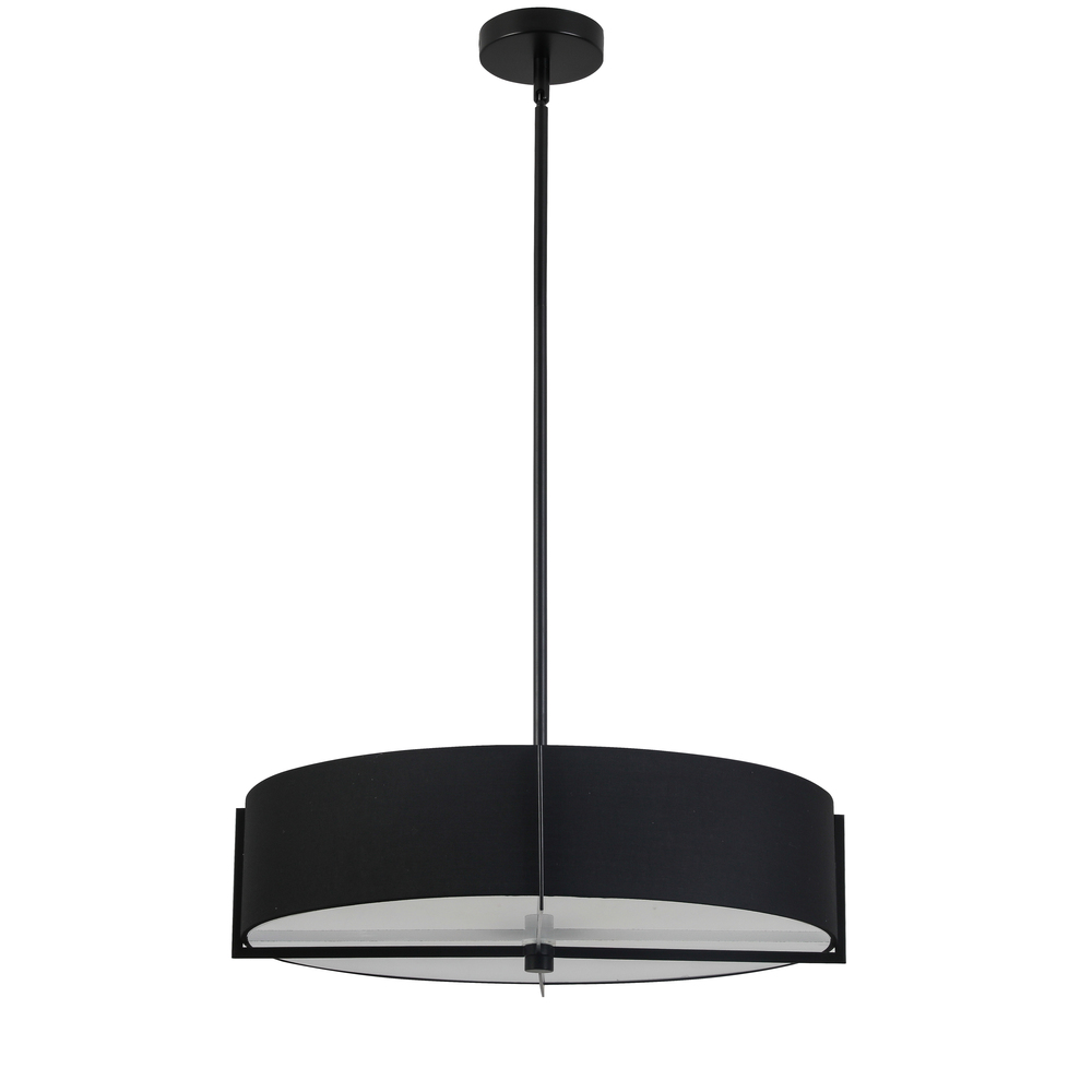 4 Light Incandescent Pendant, Matte Black with Black Shade