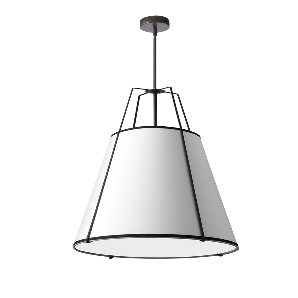 3LT Trapezoid Pendant BK/WH Shade w/790Diff
