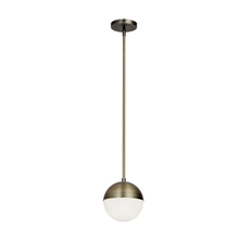 Dainolite DAY-71P-AB - 1LT Halogen Pendant, AB w/ WH Opal Glass