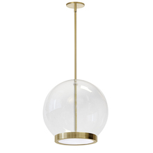 Dainolite PTS-1215LEDP-AGB - 15W Pendant, Aged Brass with Clear Glass