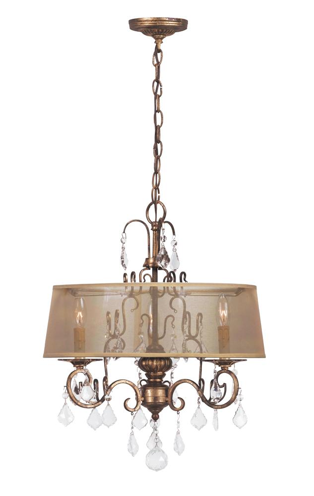 Belle Marie Collection 3-Light Antique Gold Hanging Chandelier