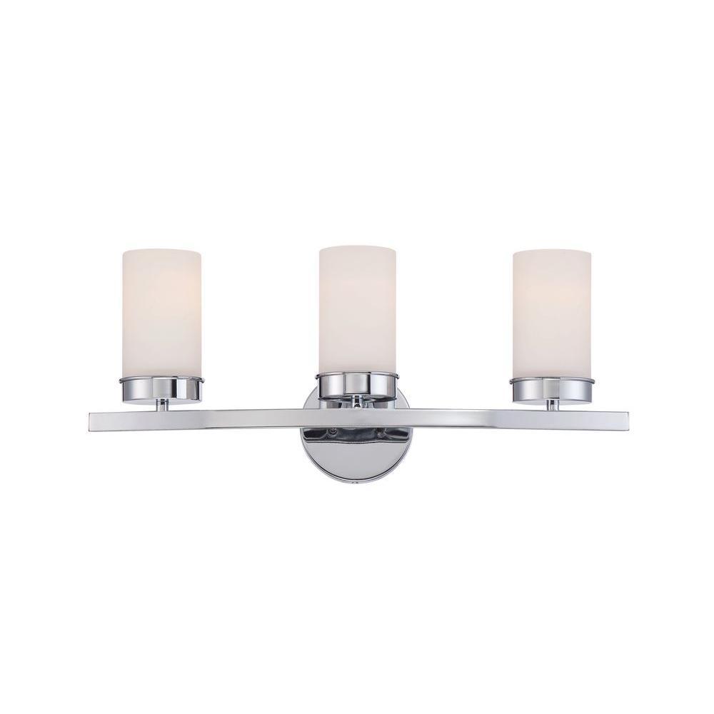 Kandinsky Collection 3-Light Chrome Bath Bar Light with Opal Glass Shade