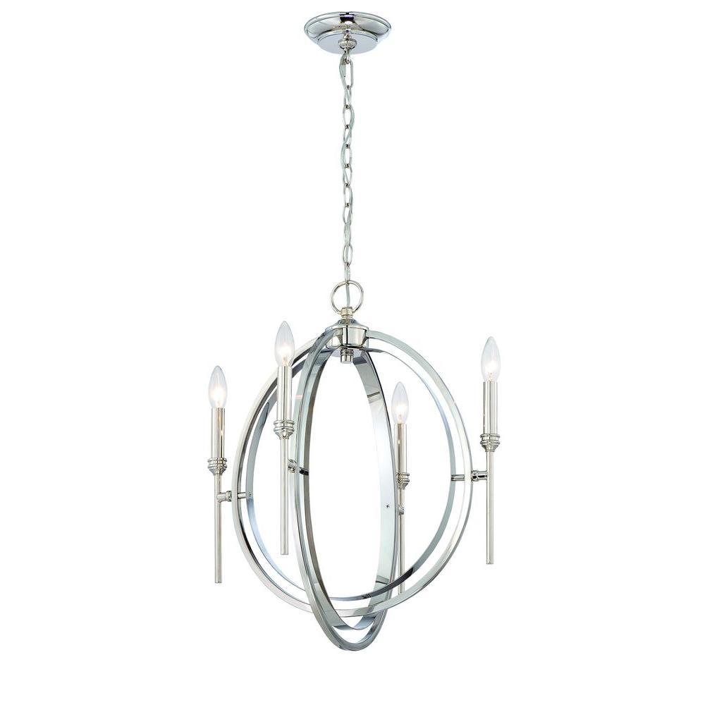 Rondure Collection 4-Light Polished Nickel Chandelier